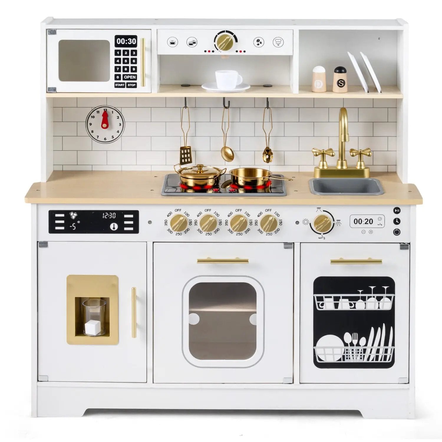 Wooden Play Kitchen for Kids with Realistic Lights and Sounds by DirectDeals