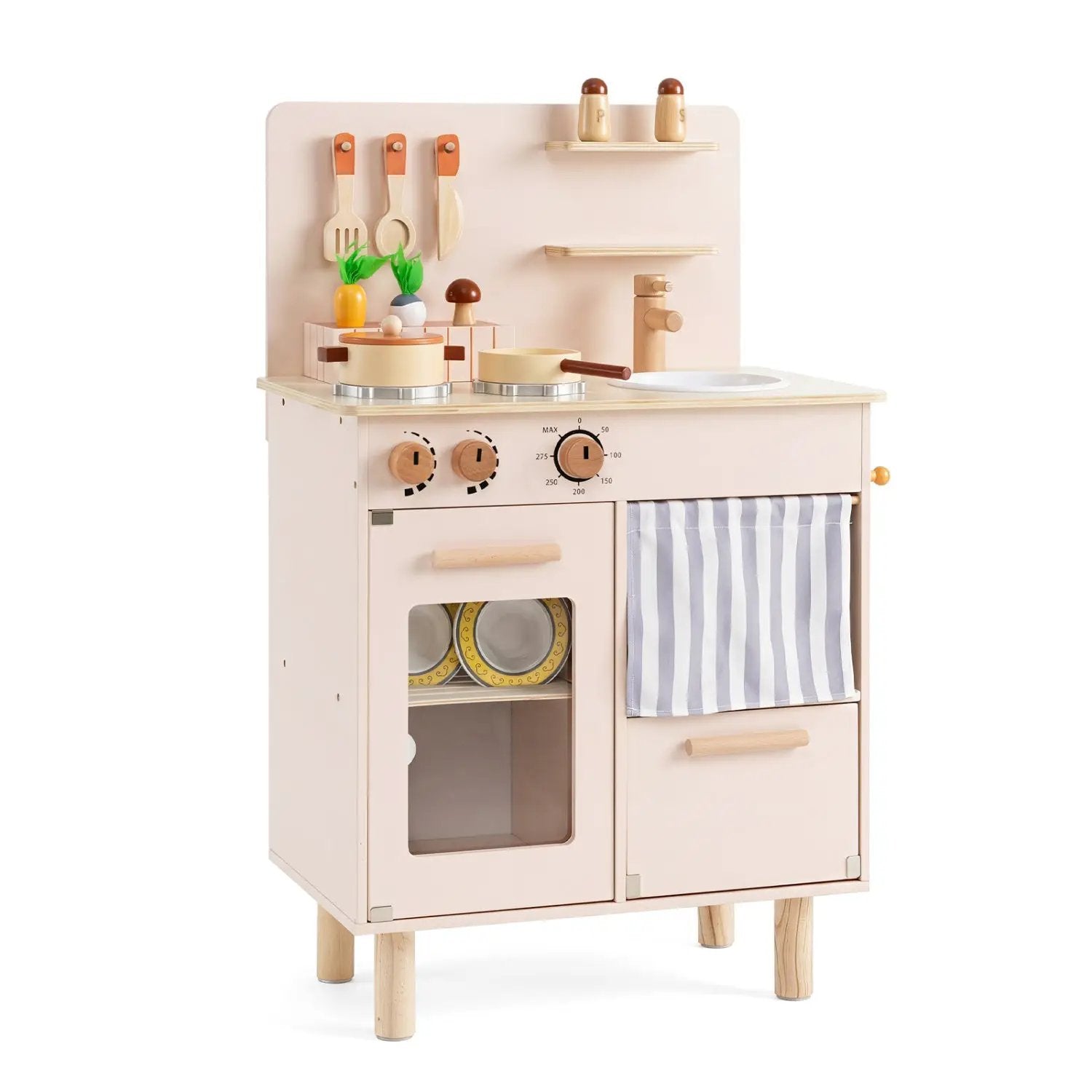 Wooden Play Kitchen Set for Kids with Stove, Sink & Faucet by DirectDeals
