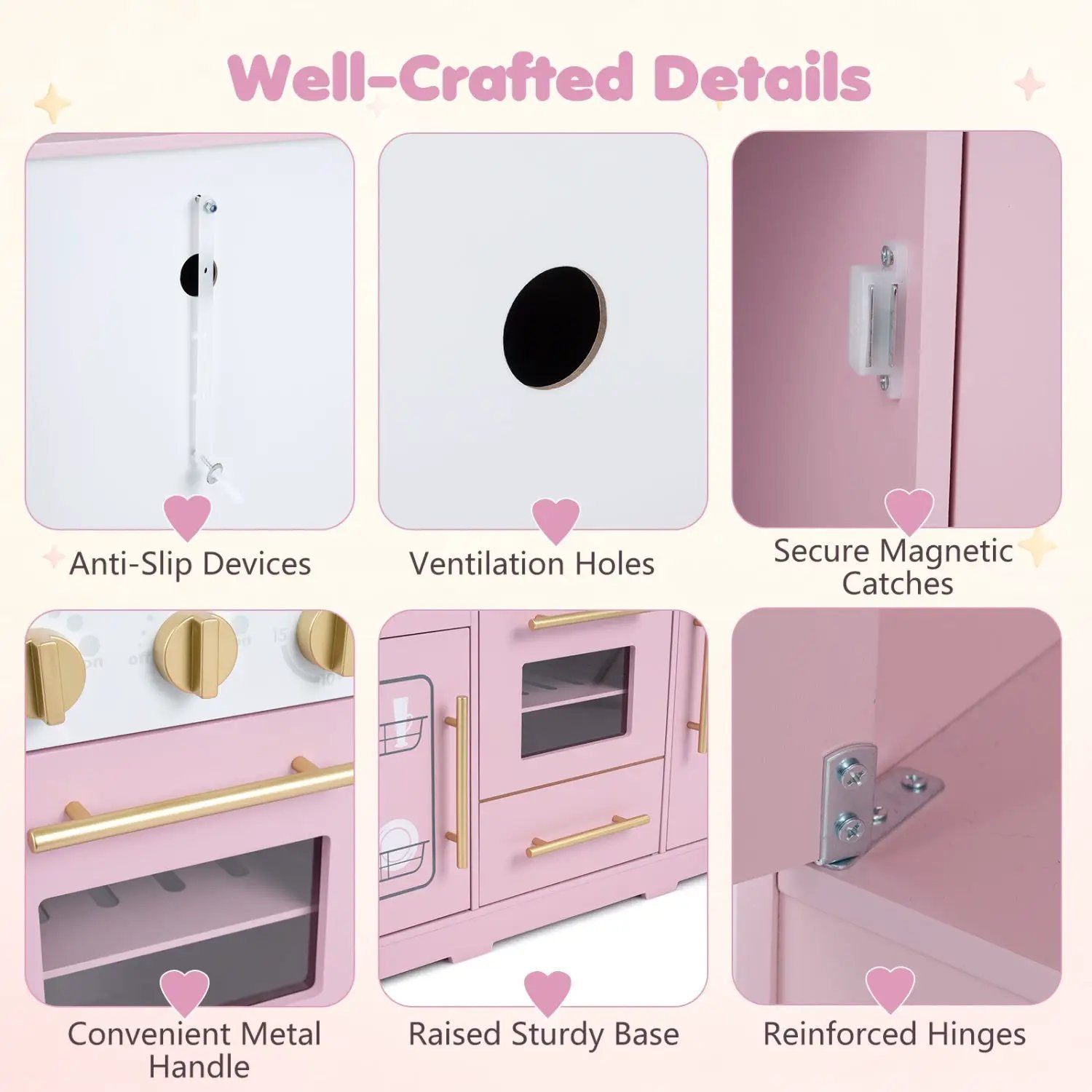 Wooden Play Kitchen with Lights & Sounds for Kids Ages 3+ by DirectDeals