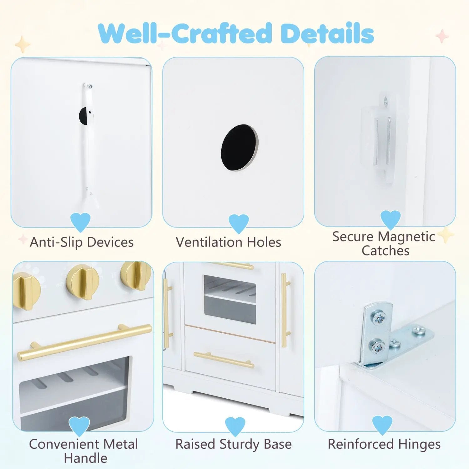 Wooden Play Kitchen with Lights & Sounds for Kids Ages 3+ by DirectDeals