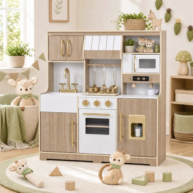 Wooden Play Kitchen Set with Lights & Sounds for Toddlers by DirectDeals