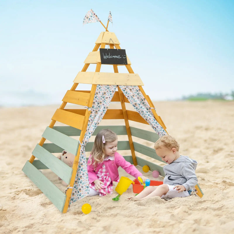 Triangle Hideaway Playhouse with Removable Chalkboard for Indoor and Outdoor by DirectDeals