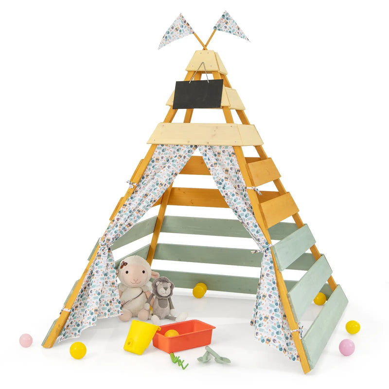 Triangle Hideaway Playhouse with Removable Chalkboard for Indoor and Outdoor by DirectDeals