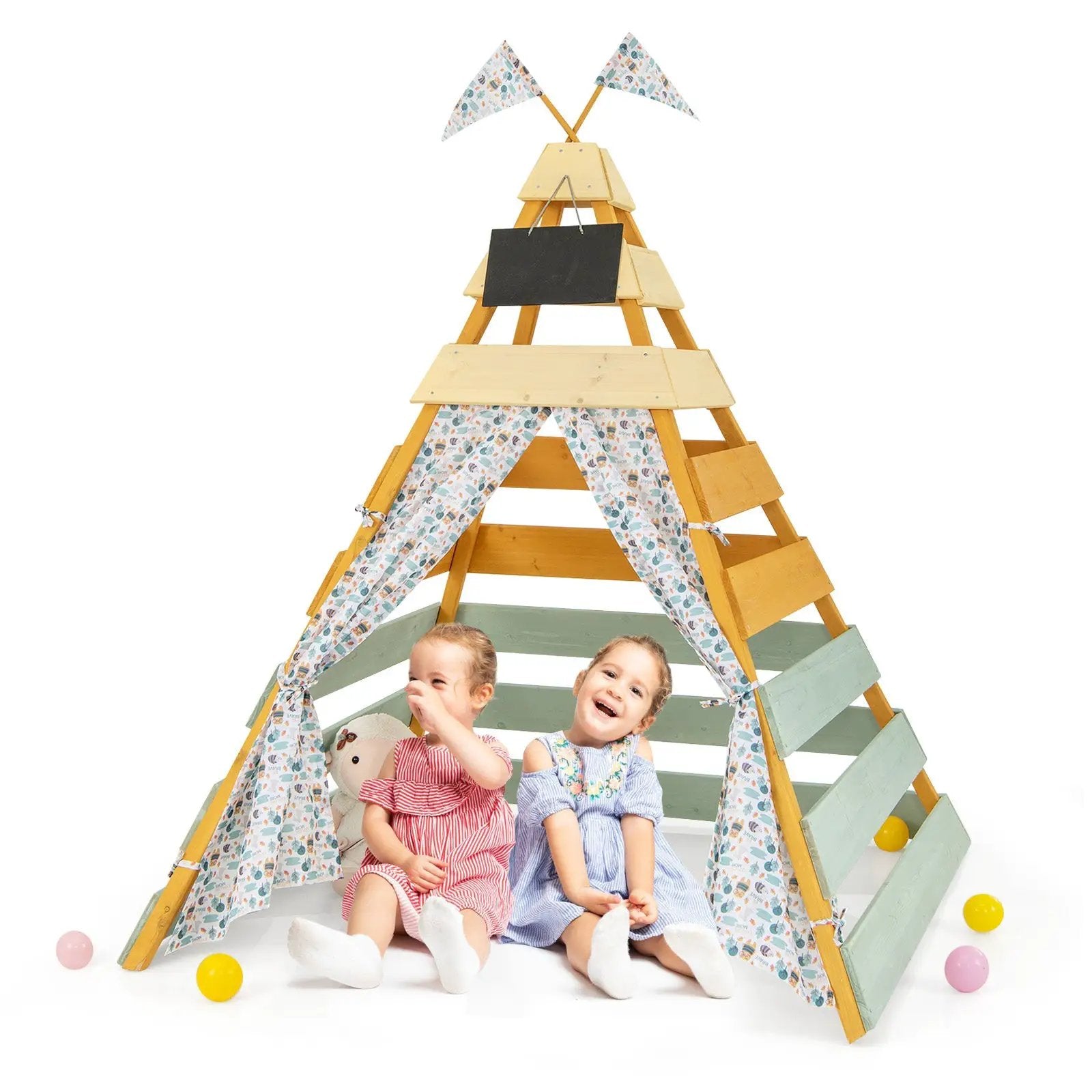 Triangle Hideaway Playhouse with Removable Chalkboard for Indoor and Outdoor by DirectDeals