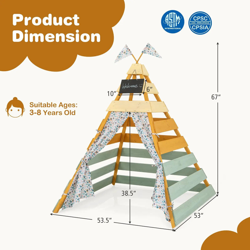 Triangle Hideaway Playhouse with Removable Chalkboard for Indoor and Outdoor by DirectDeals
