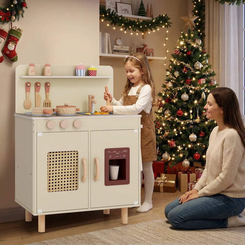 Wooden Pretend Kitchen Playset with Realistic Ice Maker by DirectDeals