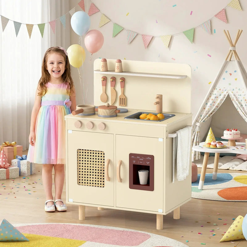Wooden Pretend Kitchen Playset with Realistic Ice Maker by DirectDeals