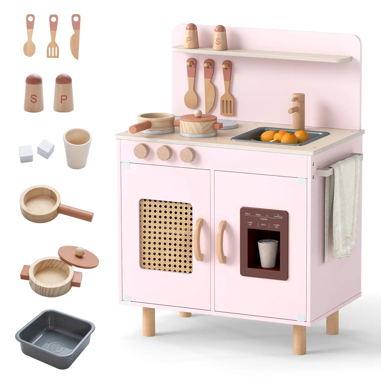 Wooden Pretend Kitchen Playset with Realistic Ice Maker by DirectDeals