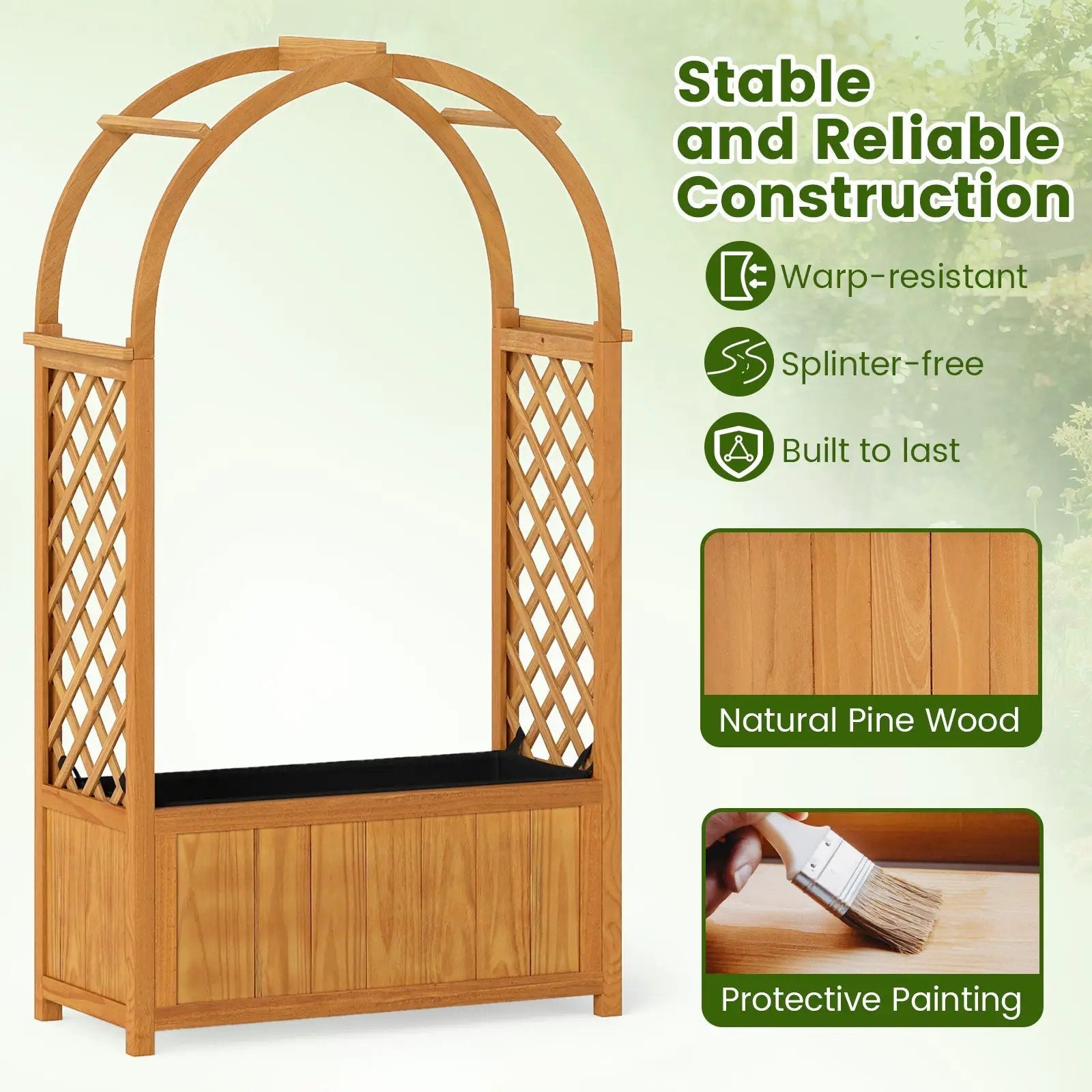 Wooden Raised Garden Bed with Lattice Trellis and Arched Roof-Orange by DirectDeals