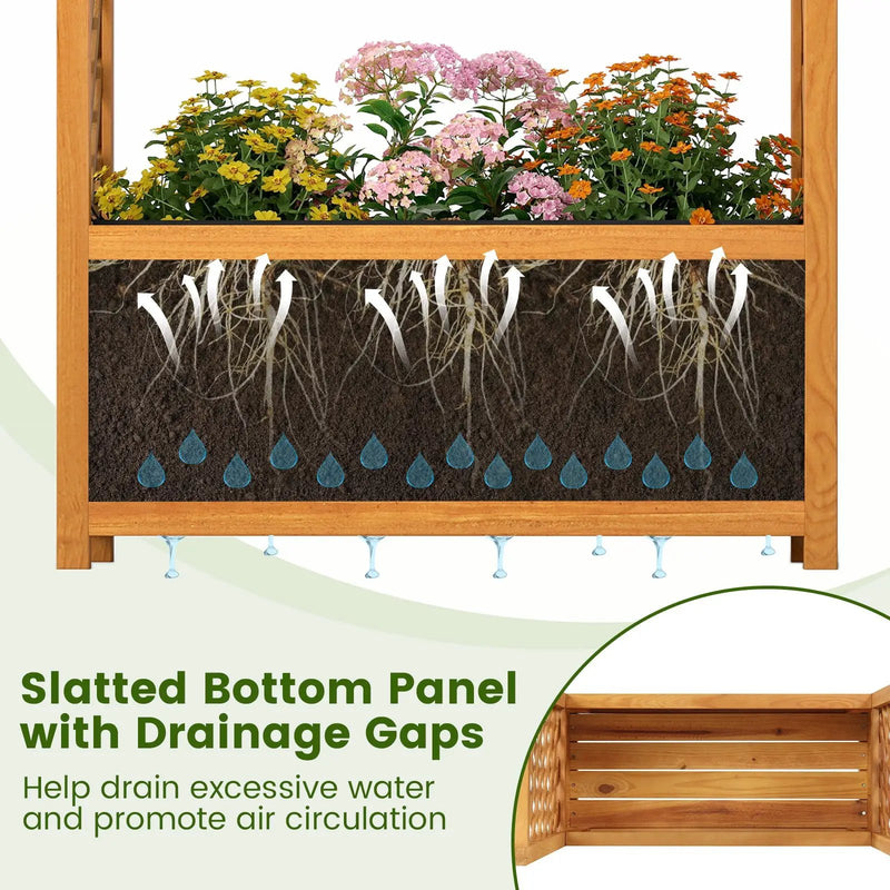 Wooden Raised Garden Bed with Lattice Trellis and Arched Roof-Orange by DirectDeals