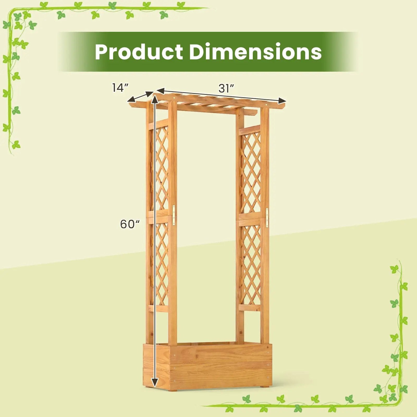 Wooden Raised Garden Bed with Lattice Trellis and Hanging Roof-Orange by DirectDeals