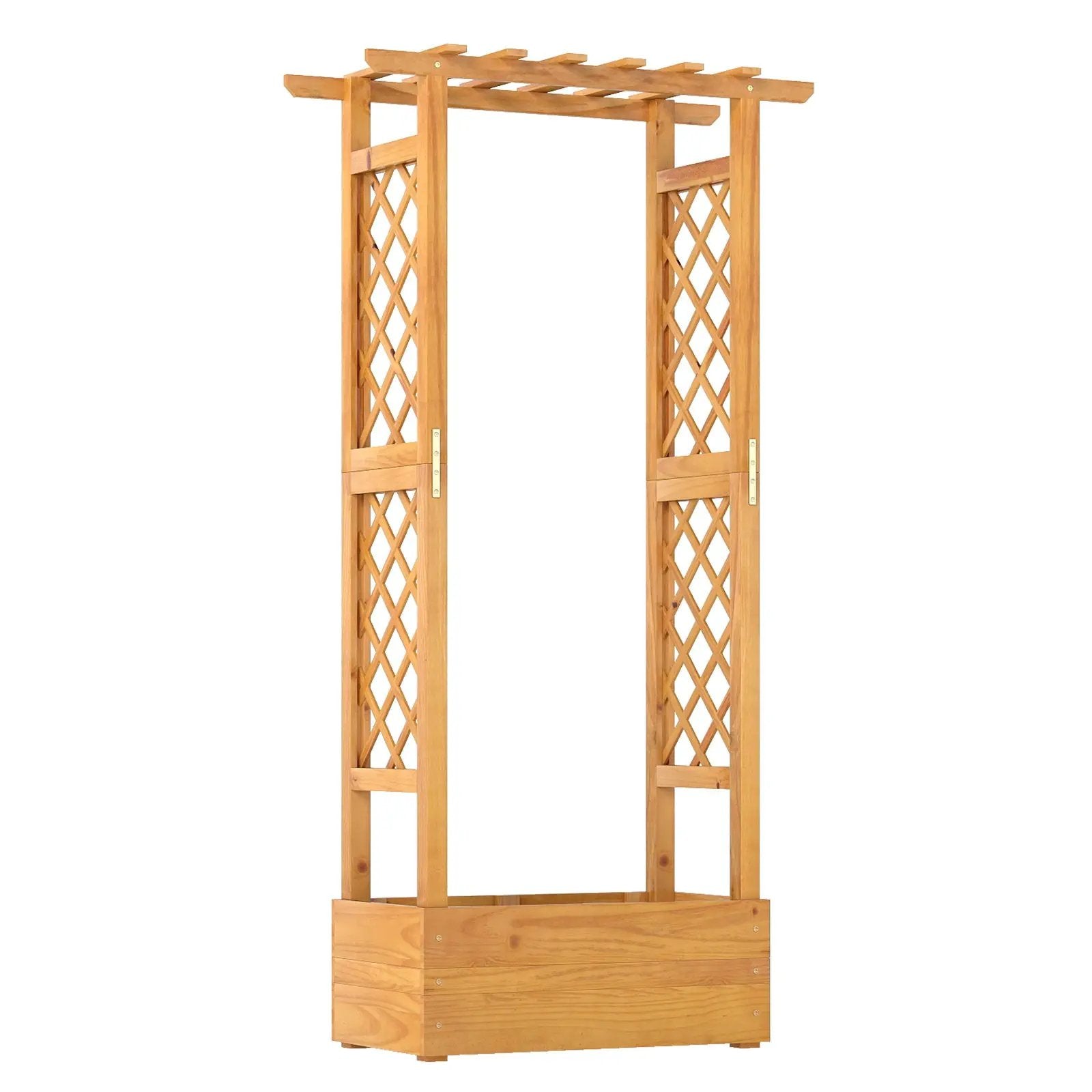 Wooden Raised Garden Bed with Lattice Trellis and Hanging Roof-Orange by DirectDeals