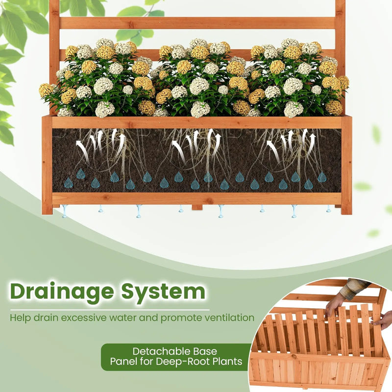 Wooden Raised Garden Bed 59 Inch Tall Elevated Planter Box with Vertical Trellis-Orange by DirectDeals