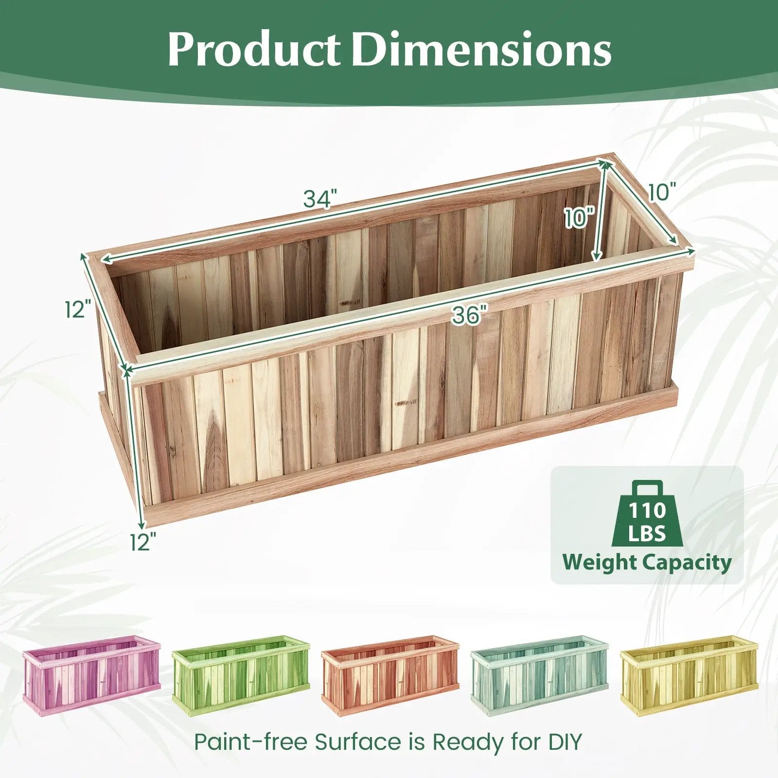 Wooden Raised Garden Bed Natural Acacia Wood Rectangular Planter Box with Drainage-Natural by DirectDeals