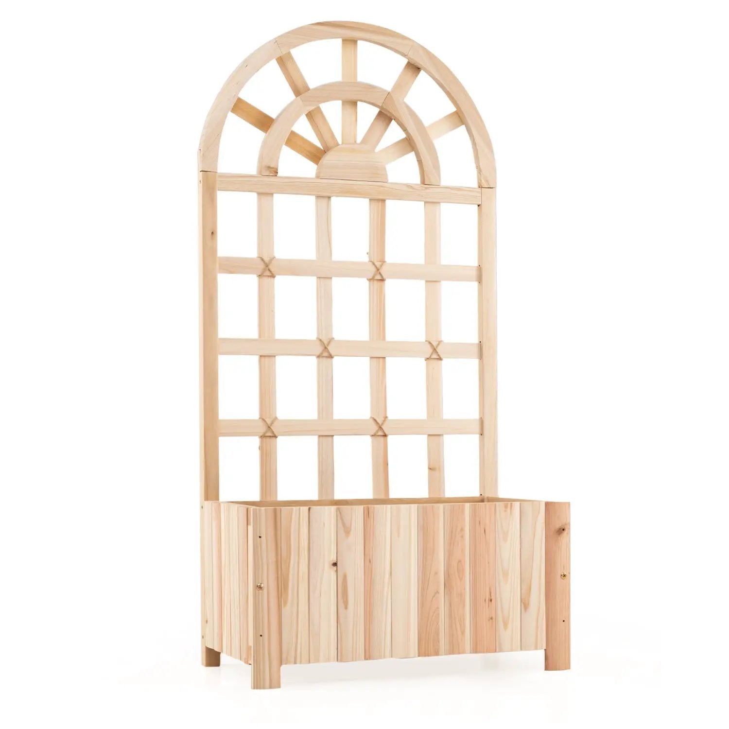 Wooden Raised Garden Bed with Trellis 48 Inch Outdoor Screen by DirectDeals