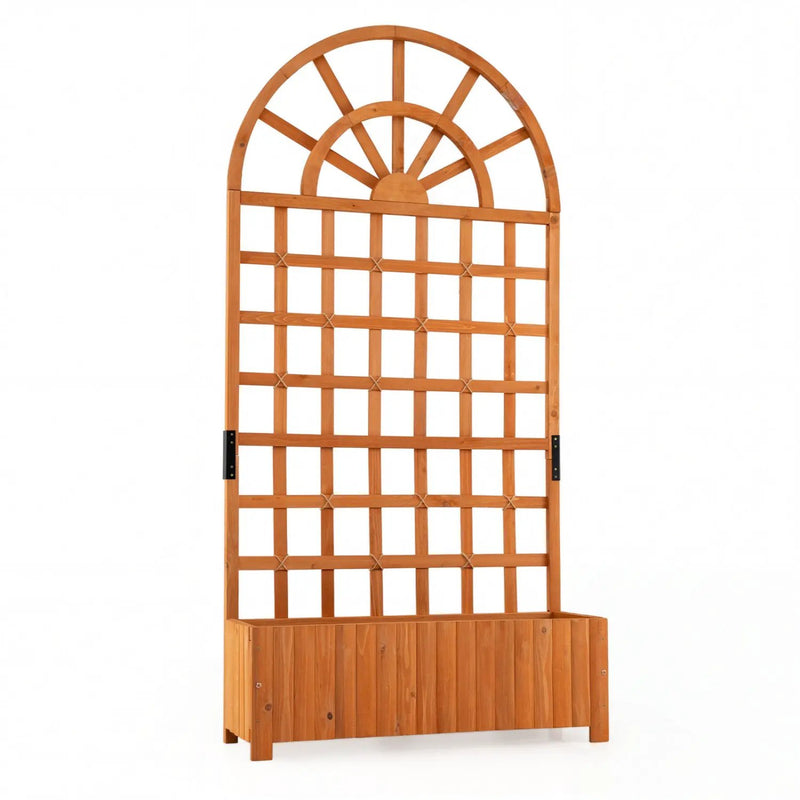 Wooden Raised Garden Bed with Trellis 71" Outdoor Planter Box Privacy Screen by DirectDeals