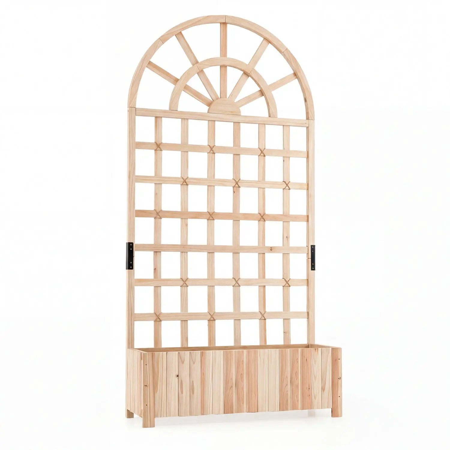 Wooden Raised Garden Bed with Trellis 71" Outdoor Planter Box Privacy Screen by DirectDeals