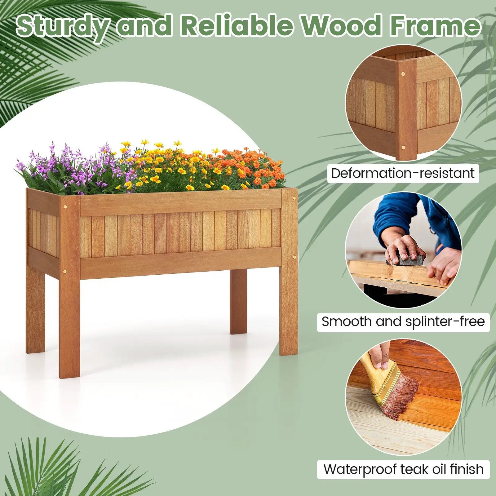 Wooden Raised Garden Bed Solid Wood Elevated Planter Box with Legs by DirectDeals