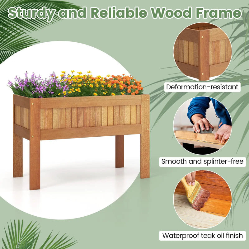Wooden Raised Garden Bed Solid Wood Elevated Planter Box with Legs by DirectDeals