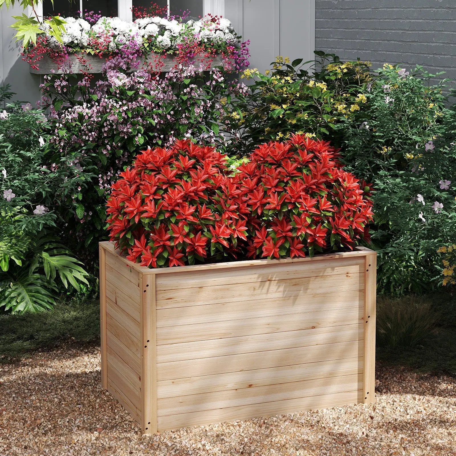 Wooden Raised Garden Bed Elevated Planter Box with Open-Ended Base by DirectDeals