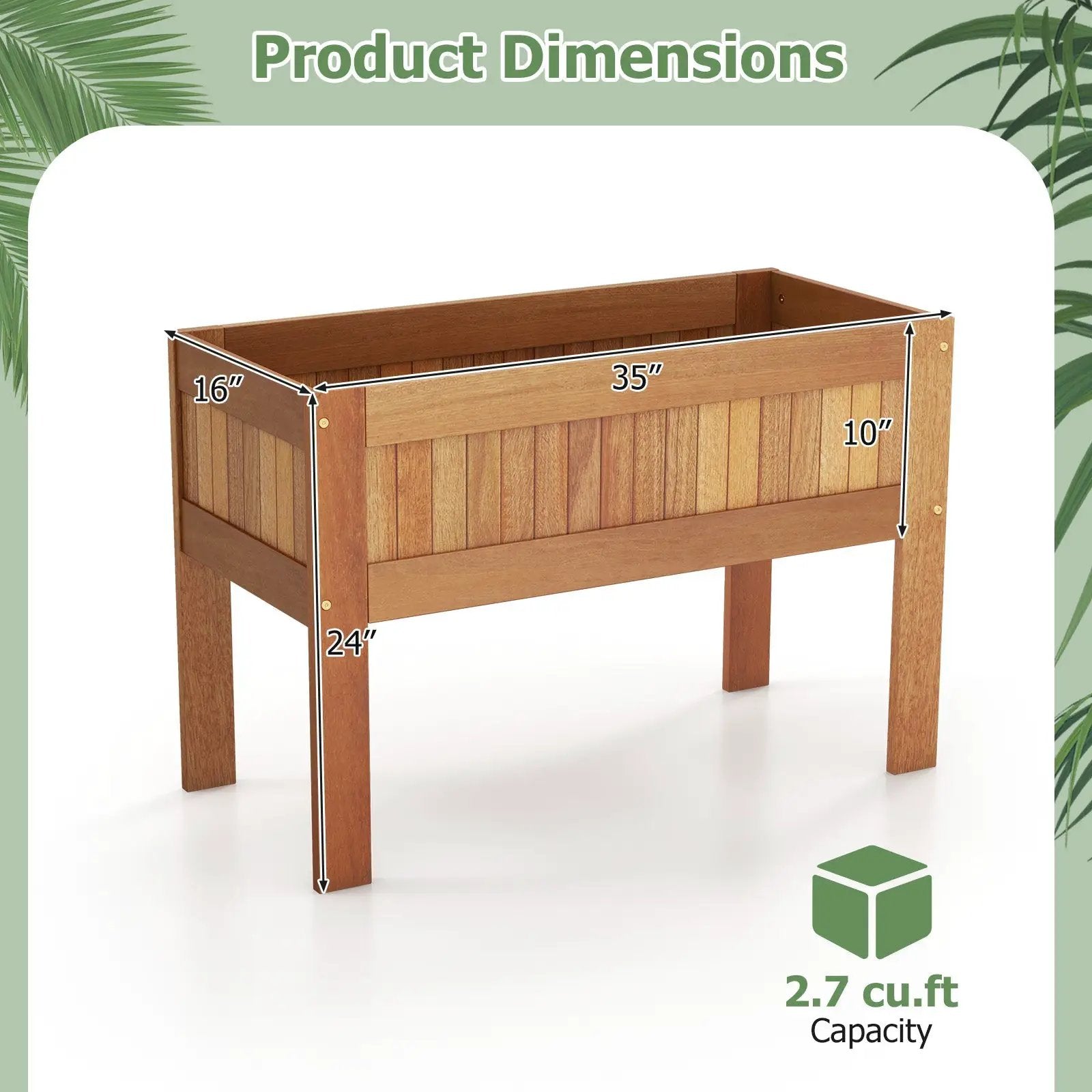Wooden Raised Garden Bed Solid Wood Elevated Planter Box with Legs by DirectDeals