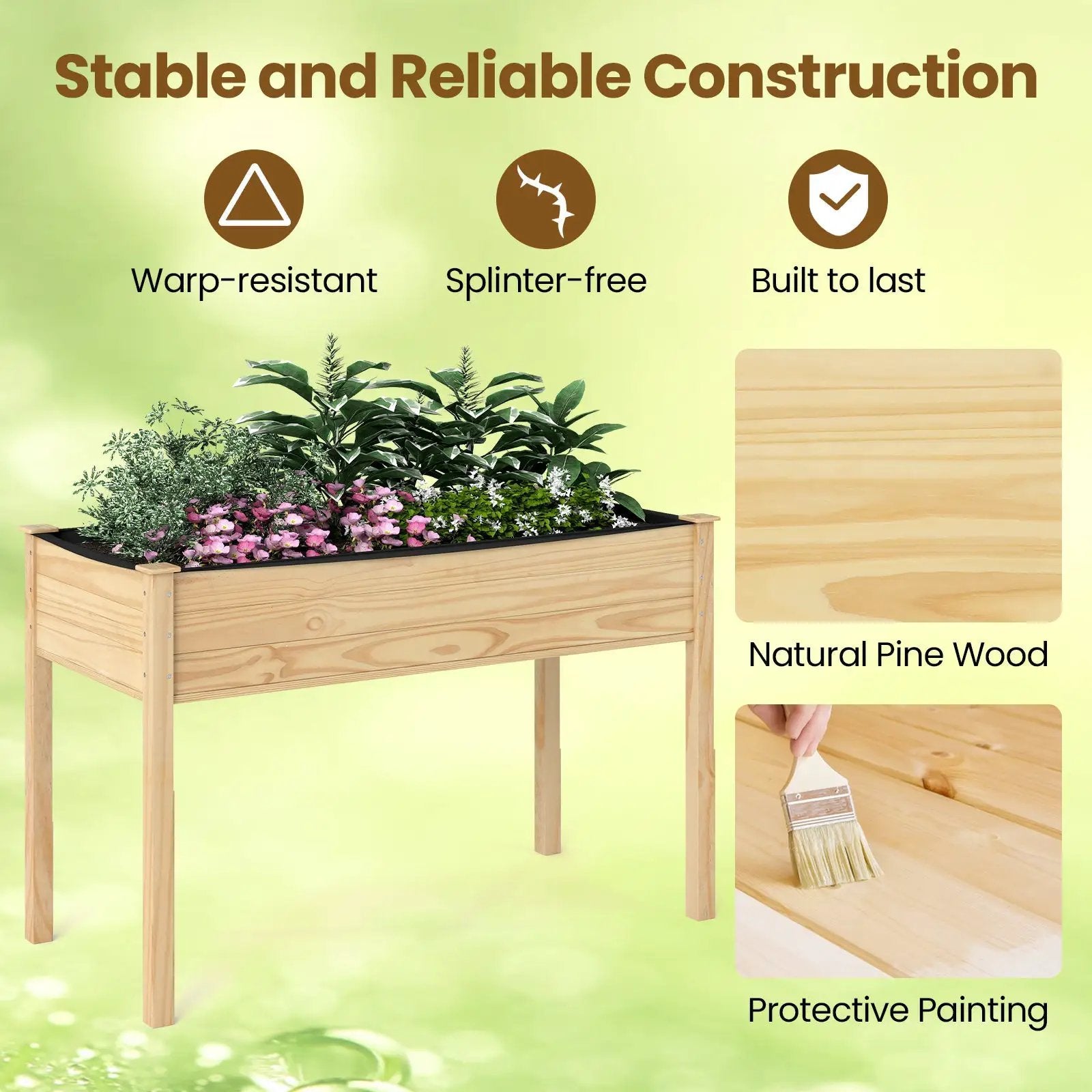 Wooden Raised Vegetable Garden Bed Elevated Grow Vegetable Planter by DirectDeals