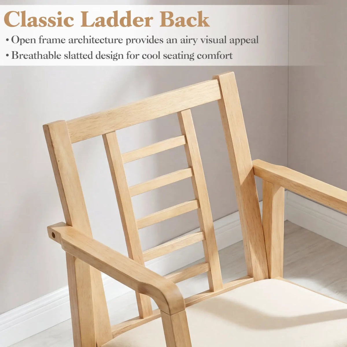 Wooden Rocking Chair with Upholstered Seat and Ladder Back, photo 15 of 16