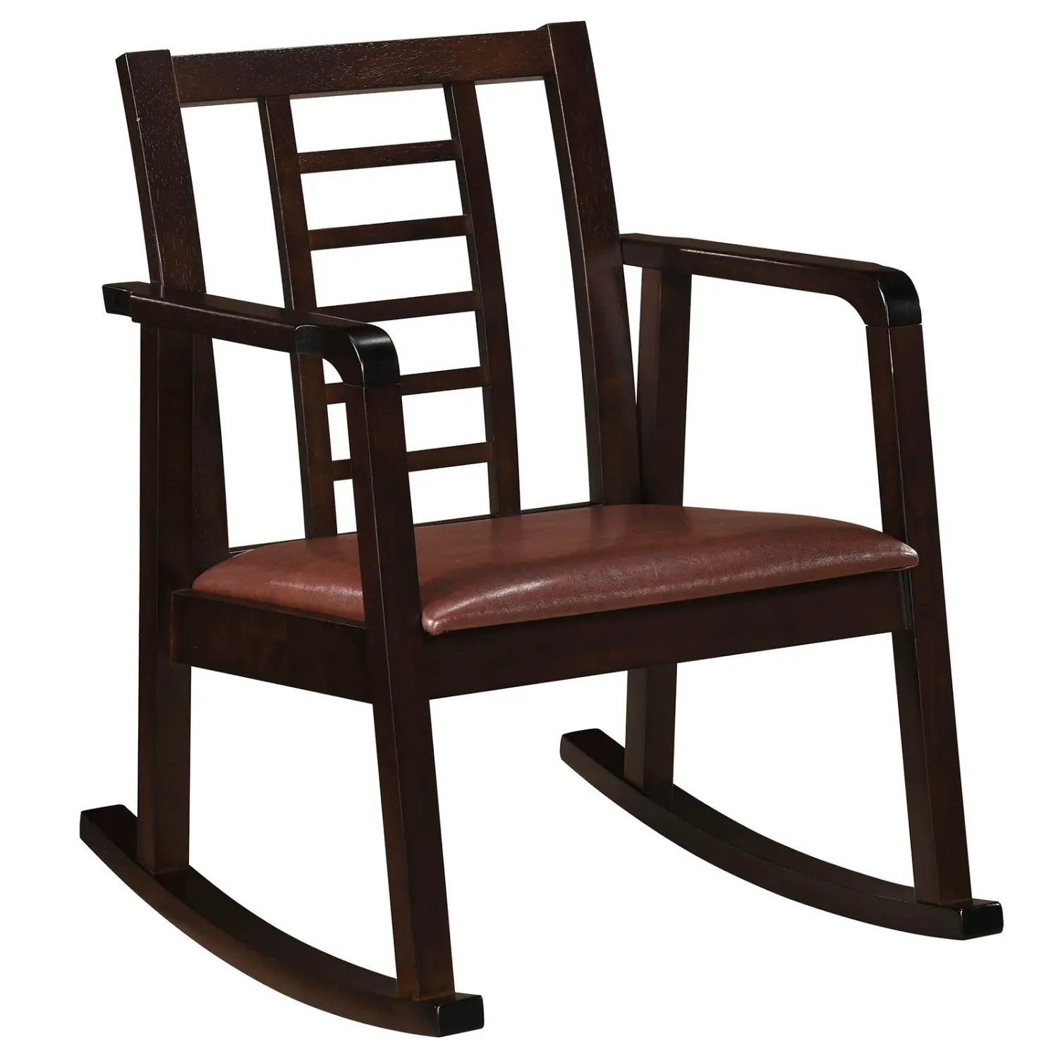 Wooden Rocking Chair with Upholstered Seat and Ladder Back by DirectDeals