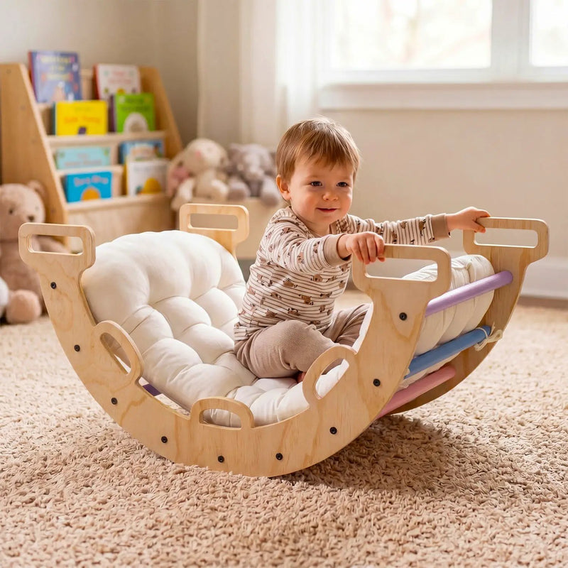 Wooden Rocking Climbing Arch with Cushion 3-in-1 Montessori by DirectDeals