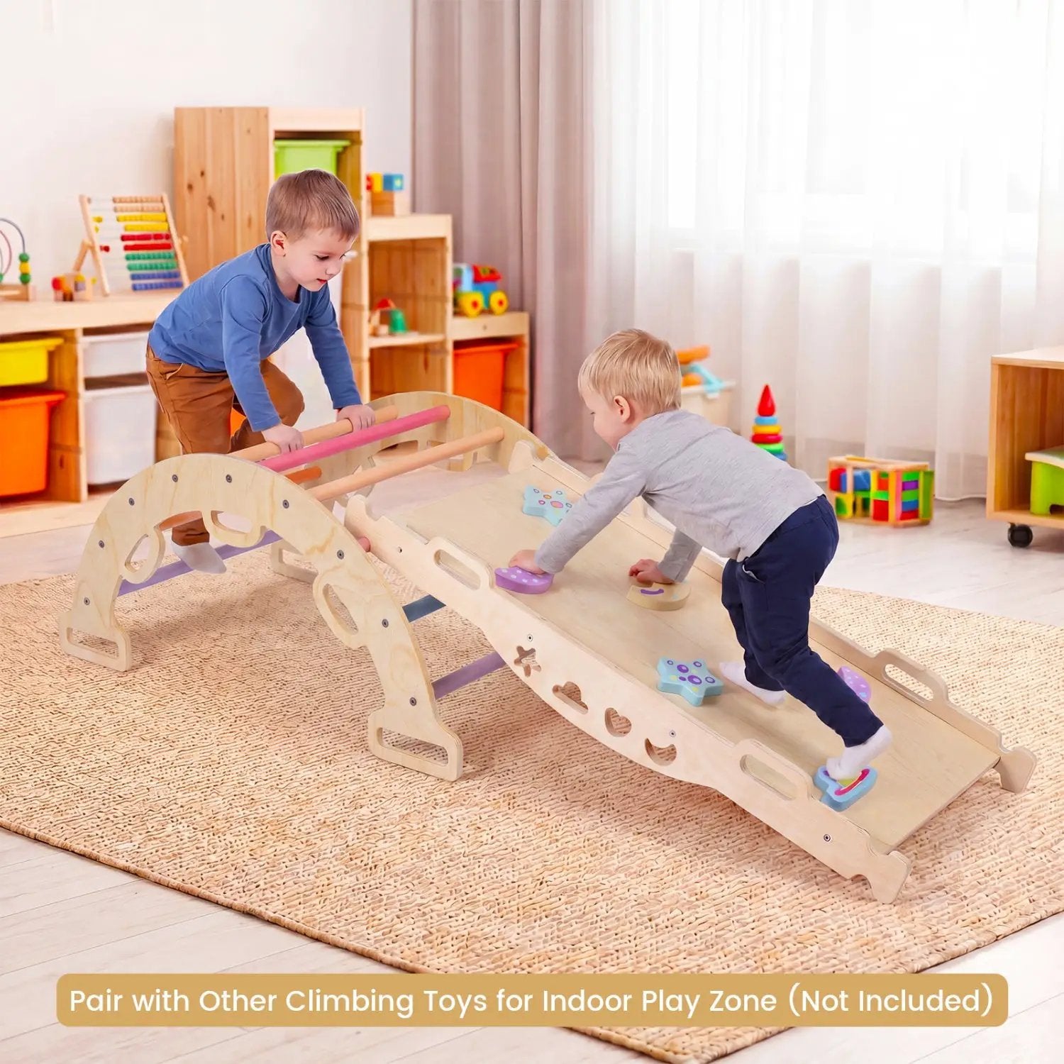Wooden Rocking Climbing Arch with Cushion 3-in-1 Montessori by DirectDeals