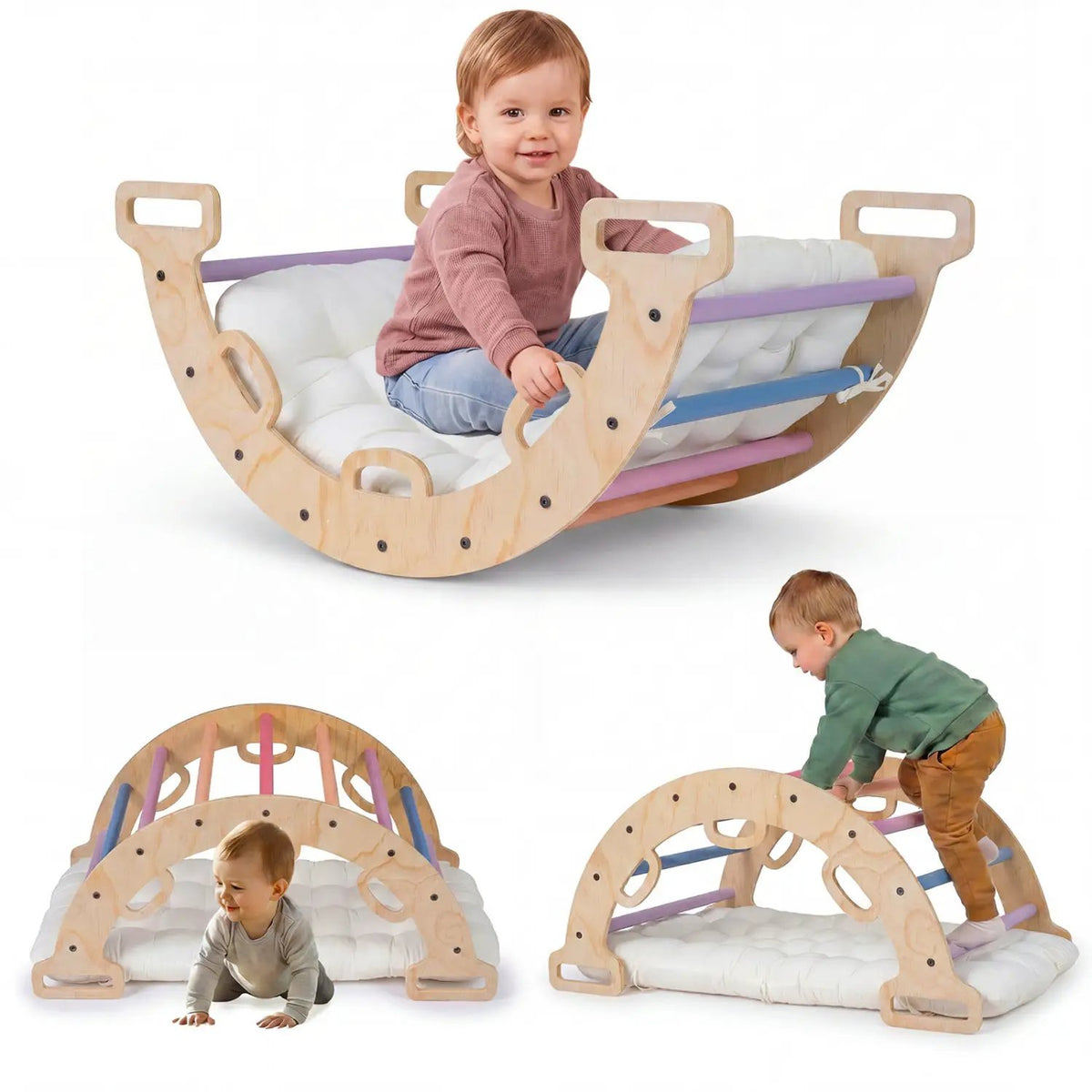 Wooden Rocking Climbing Arch with Cushion 3-in-1 Montessori, photo 3 of 24