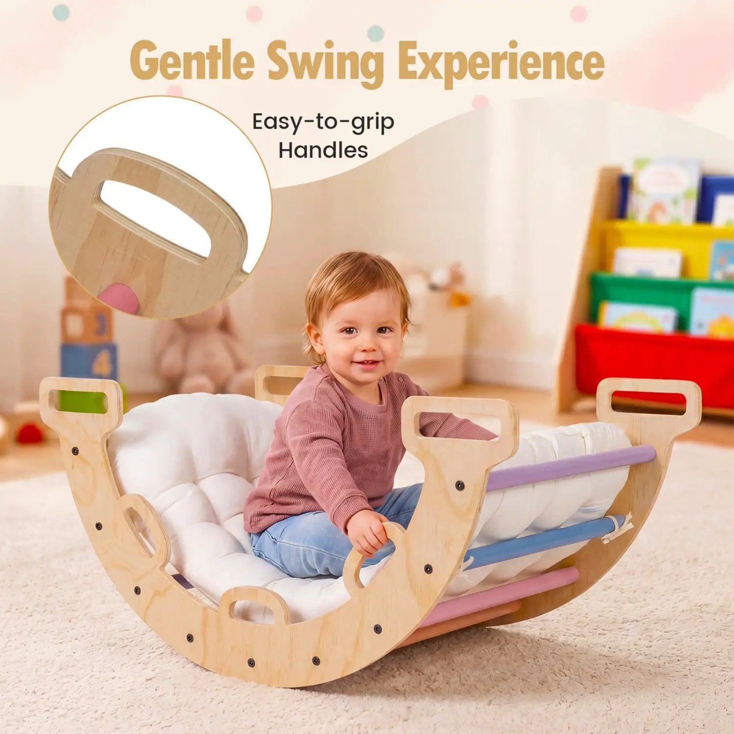 Wooden Rocking Climbing Arch with Cushion 3-in-1 Montessori by DirectDeals