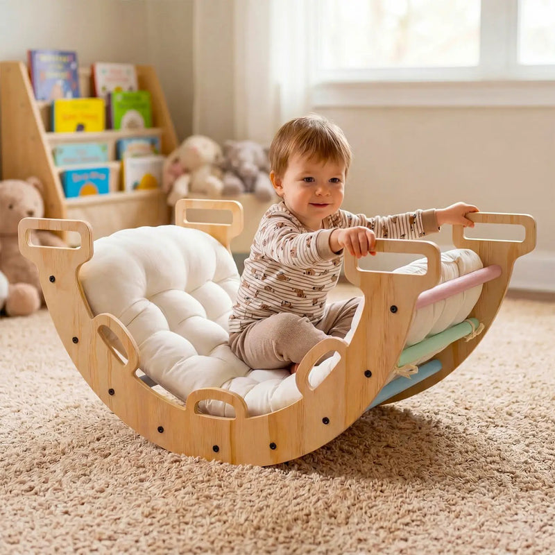 Wooden Rocking Climbing Arch with Cushion 3-in-1 Montessori by DirectDeals