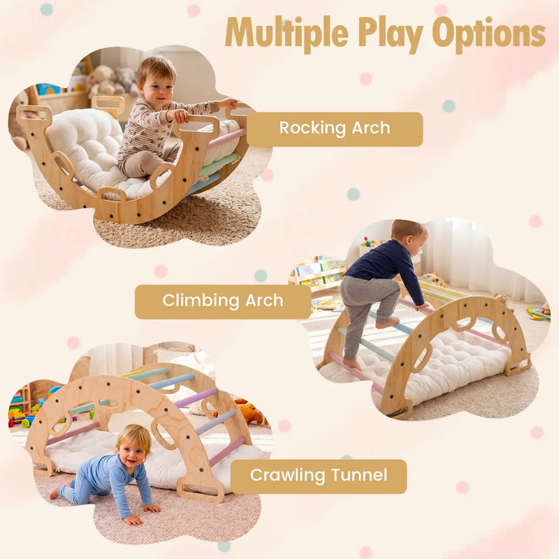 Wooden Rocking Climbing Arch with Cushion 3-in-1 Montessori by DirectDeals