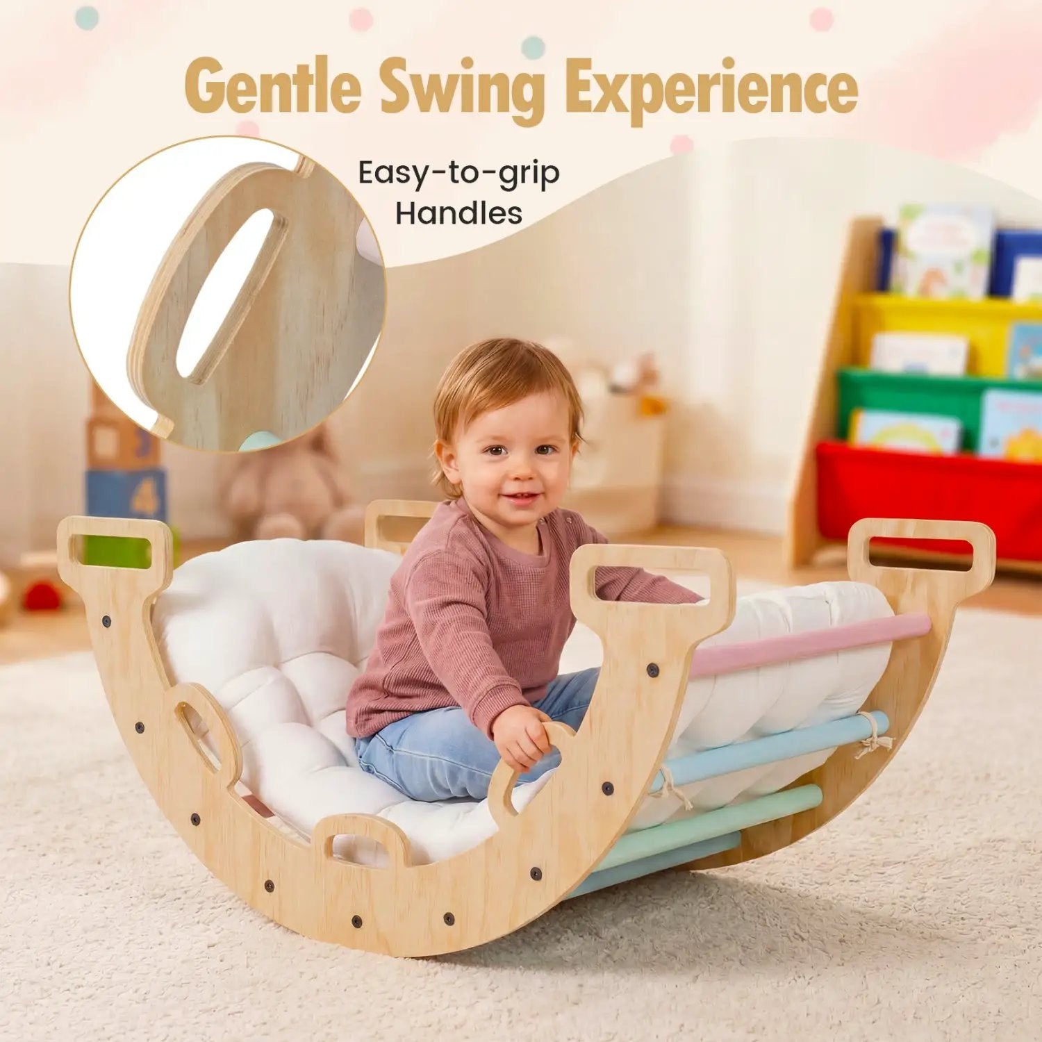 Wooden Rocking Climbing Arch with Cushion 3-in-1 Montessori by DirectDeals