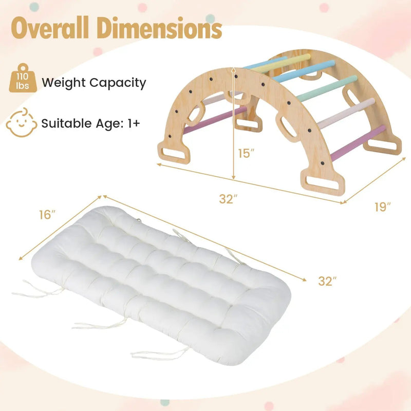 Wooden Rocking Climbing Arch with Cushion 3-in-1 Montessori by DirectDeals