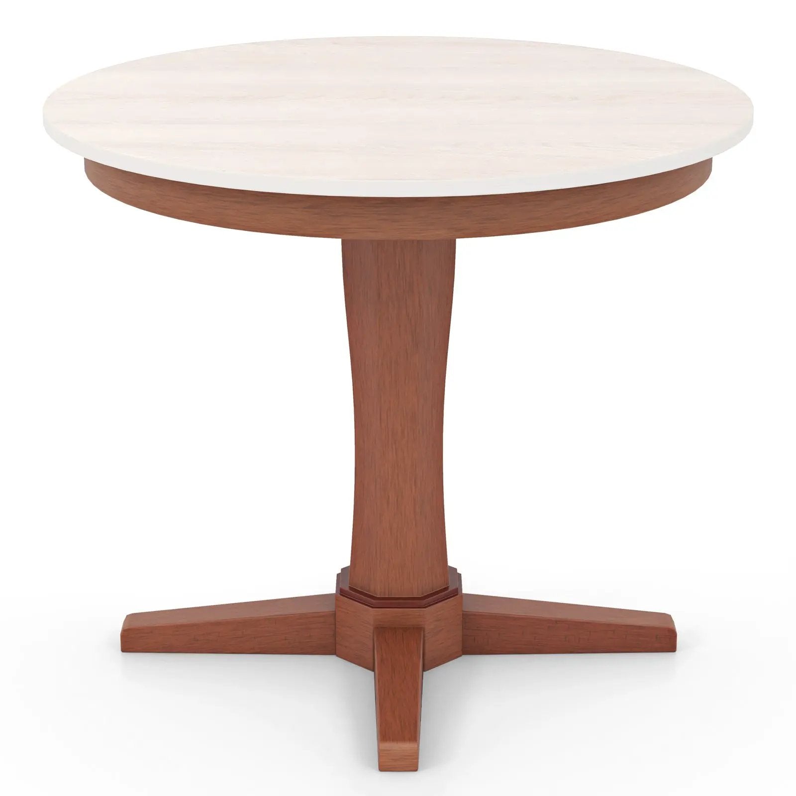 35 Inches Wooden Round Dining Table with Pedestal Base-White by DirectDeals