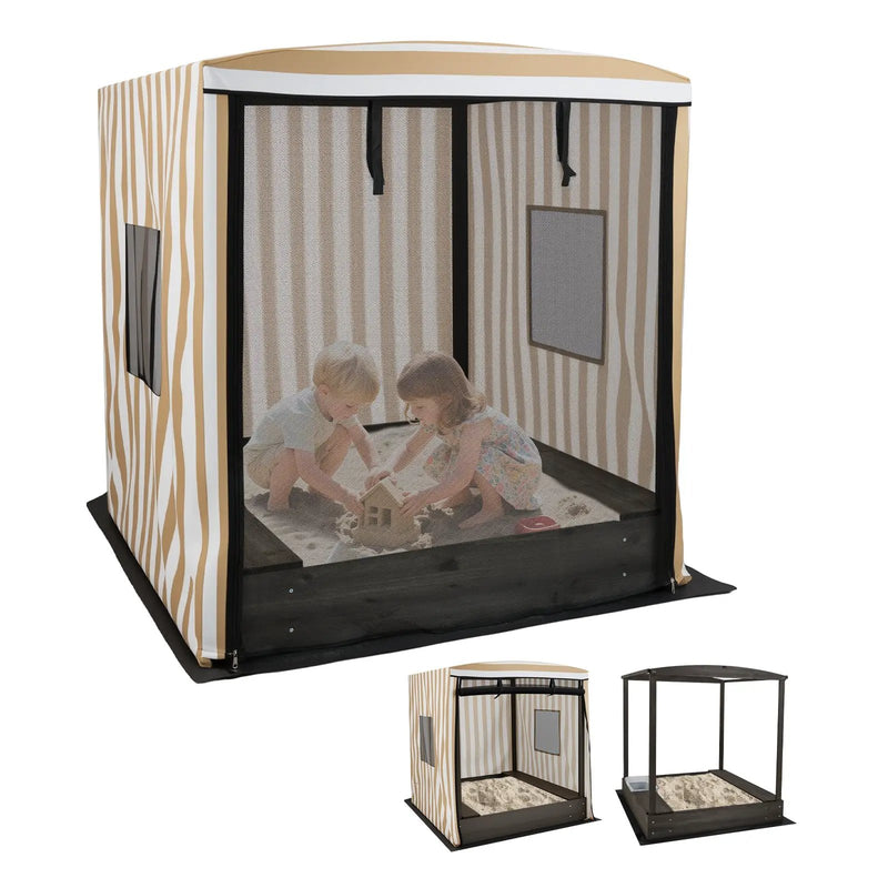 Wooden Sandbox with Canopy for Children 3+ Years Old-Brown by DirectDeals