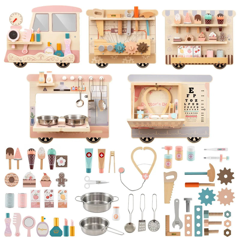 Wooden Sensory Wall Panel with Vanity and Tool Box by DirectDeals
