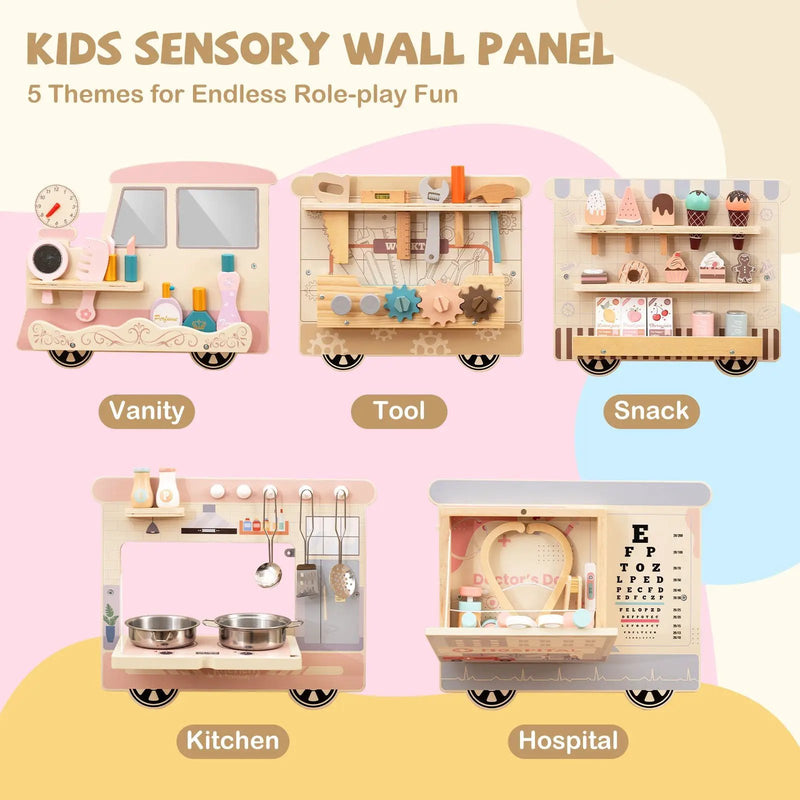 Wooden Sensory Wall Panel with Vanity and Tool Box by DirectDeals