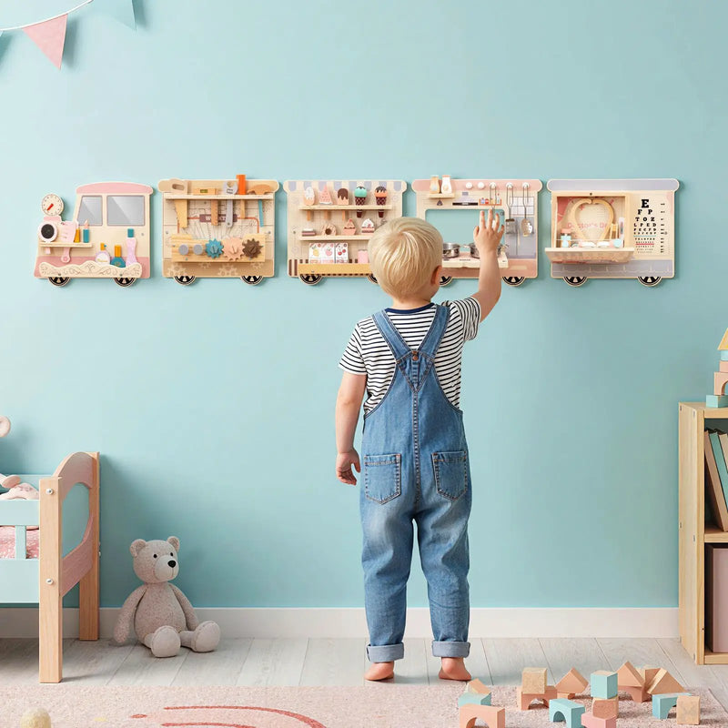 Wooden Sensory Wall Panel with Vanity and Tool Box by DirectDeals