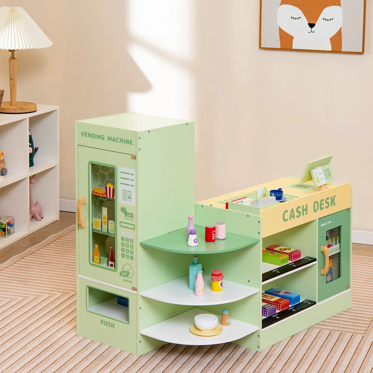 Kids Wooden Supermarket Play Toy Set with Checkout Counter, photo 2 of 9