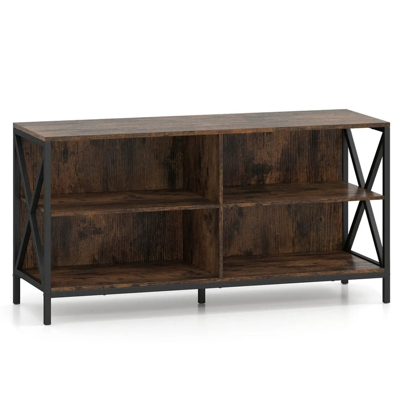 Wooden TV Stand Entertainment for TVs up to 55 Inch with X-Shaped Frame by DirectDeals