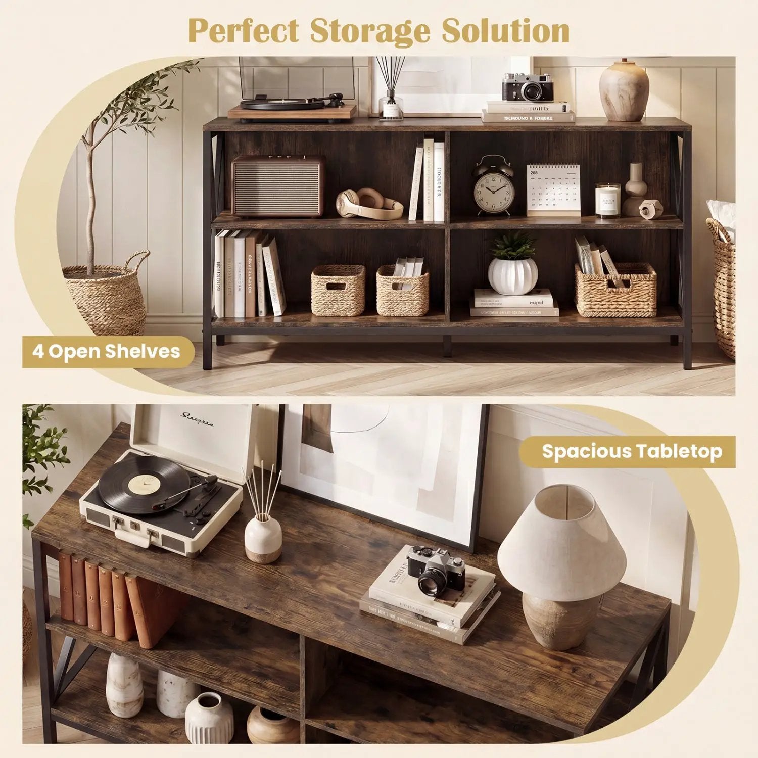 Wooden TV Stand Entertainment for TVs up to 55 Inch with X-Shaped Frame by DirectDeals