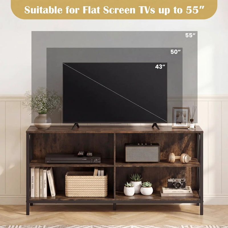 Wooden TV Stand Entertainment for TVs up to 55 Inch with X-Shaped Frame by DirectDeals
