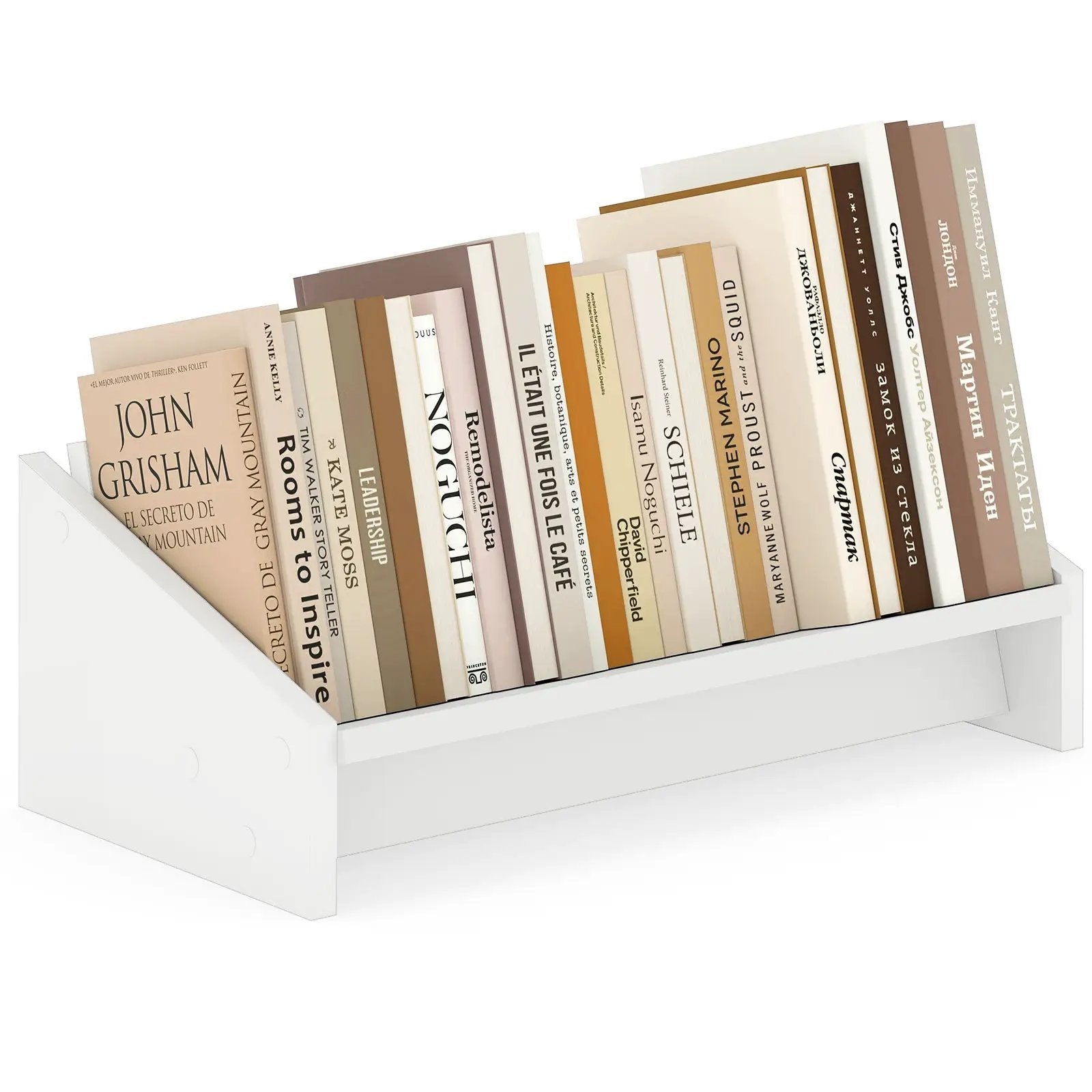 Wooden Tilting Bookcase Small Desktop Bookshelf Organizer for Magazines-White by DirectDeals