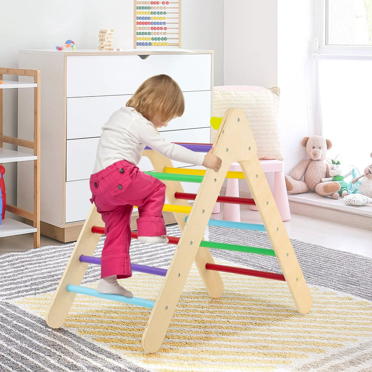 2-in-1 Wooden Triangle Climber Set with Gradient Adjustable Slide, photo 6 of 9