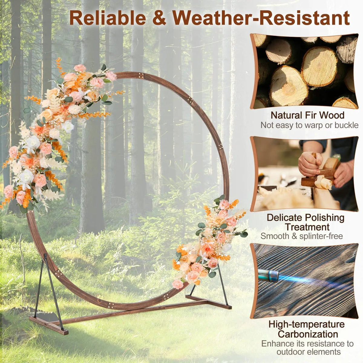 Wooden Wedding Arch Solid Wood Arbor Backdrop Stand for Wedding Ceremony, photo 7 of 10