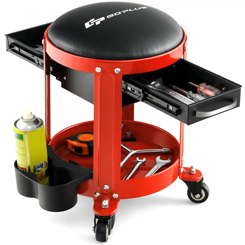 Rolling Mechanic Stool with Removable Padded Seat and Drawers by DirectDeals