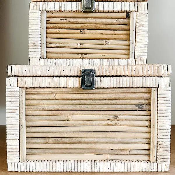 Woven Storage Boxes with Metal Clasps, Set of 3 by Decor Steals